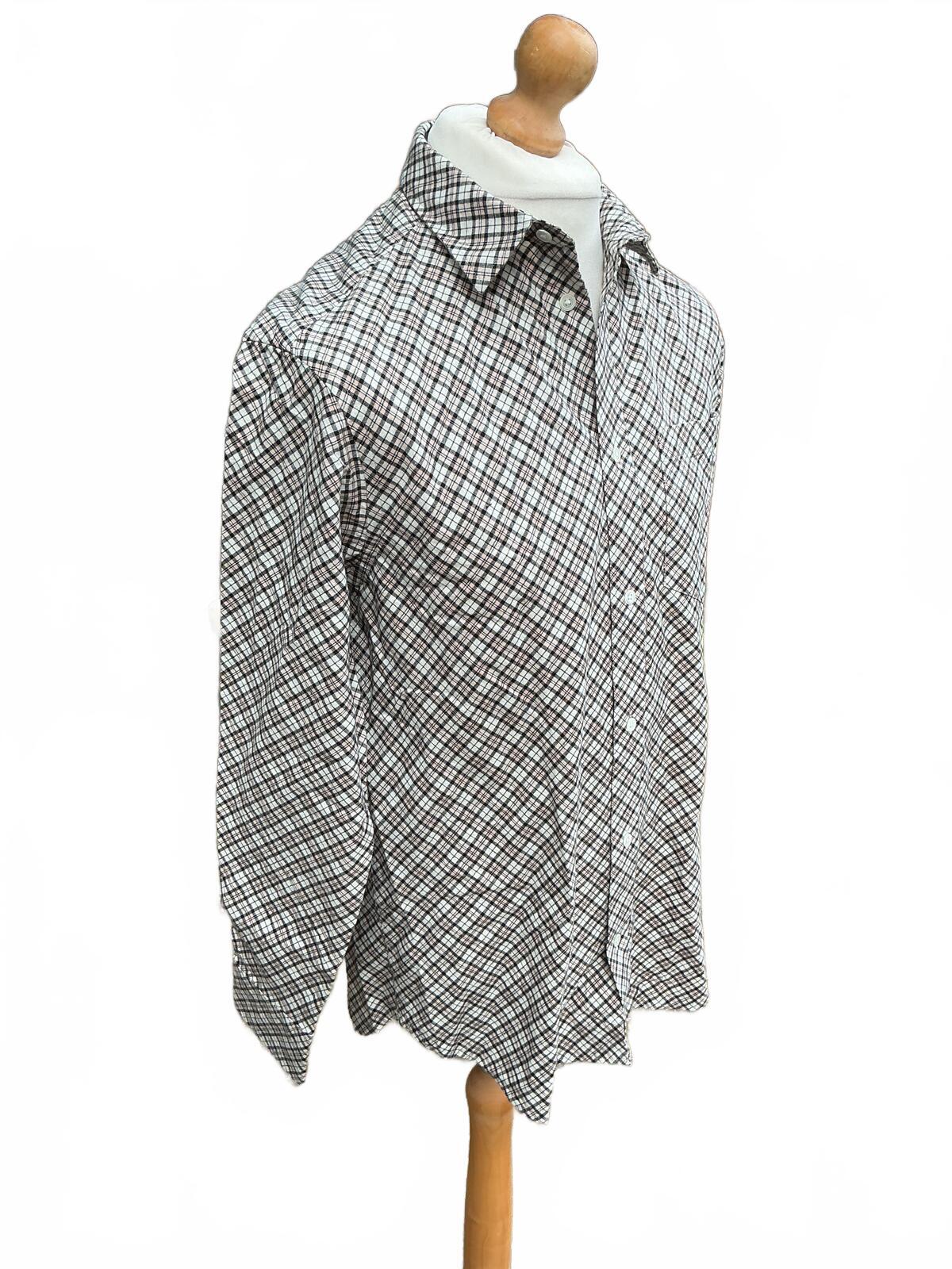 Men's Small Wood Wood Long Sleeve Checked Shirt Casual Comfortable Fit
