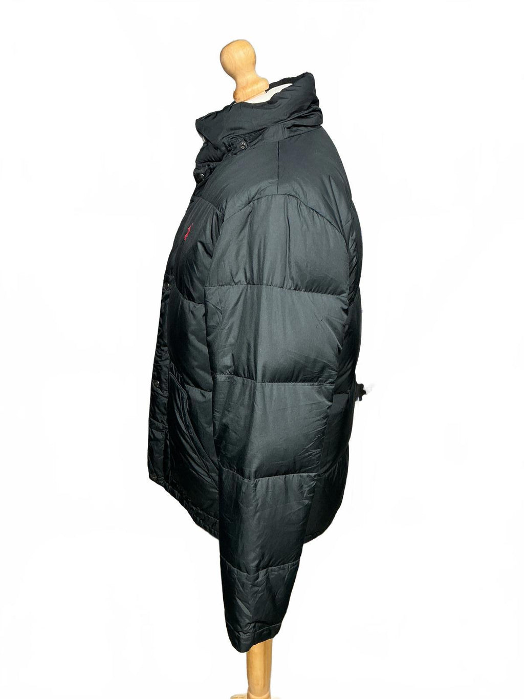 Ralph Lauren Men's Puffer Jacket High Collar Snap Button Black Size M