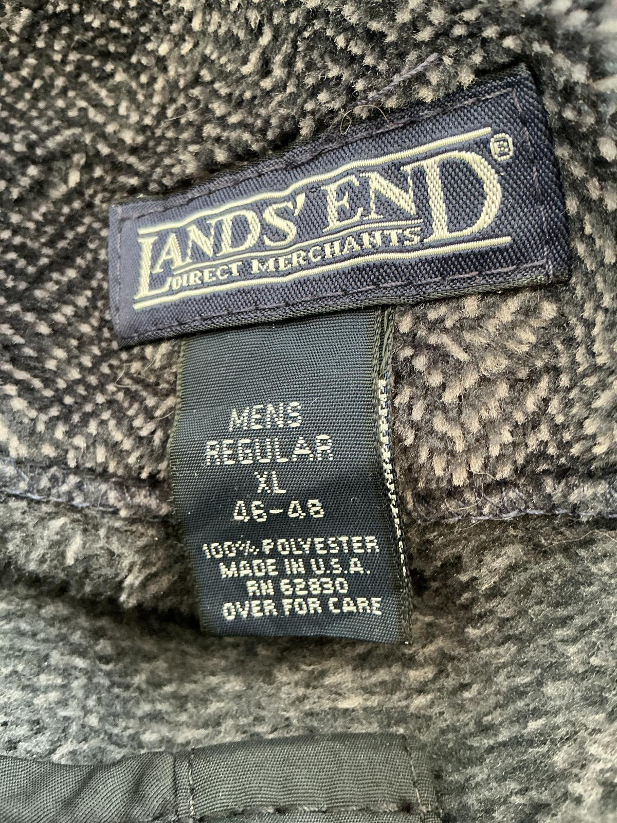 Men's Lands End Black Textured Long Sleeve Xl  Pullover Sweater