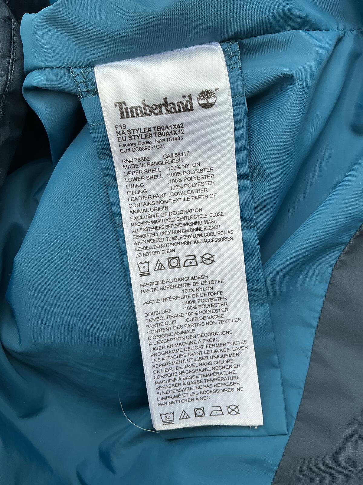 Timberland Navy Blue Puffer Down Gilet Body Warmer Vest Hooded Size Regular L