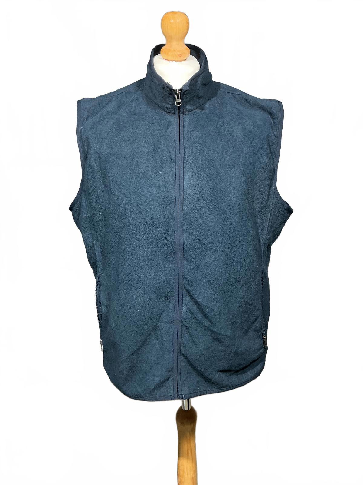 Men's Navy Blue Fleece Vest Lands End with Full Zip