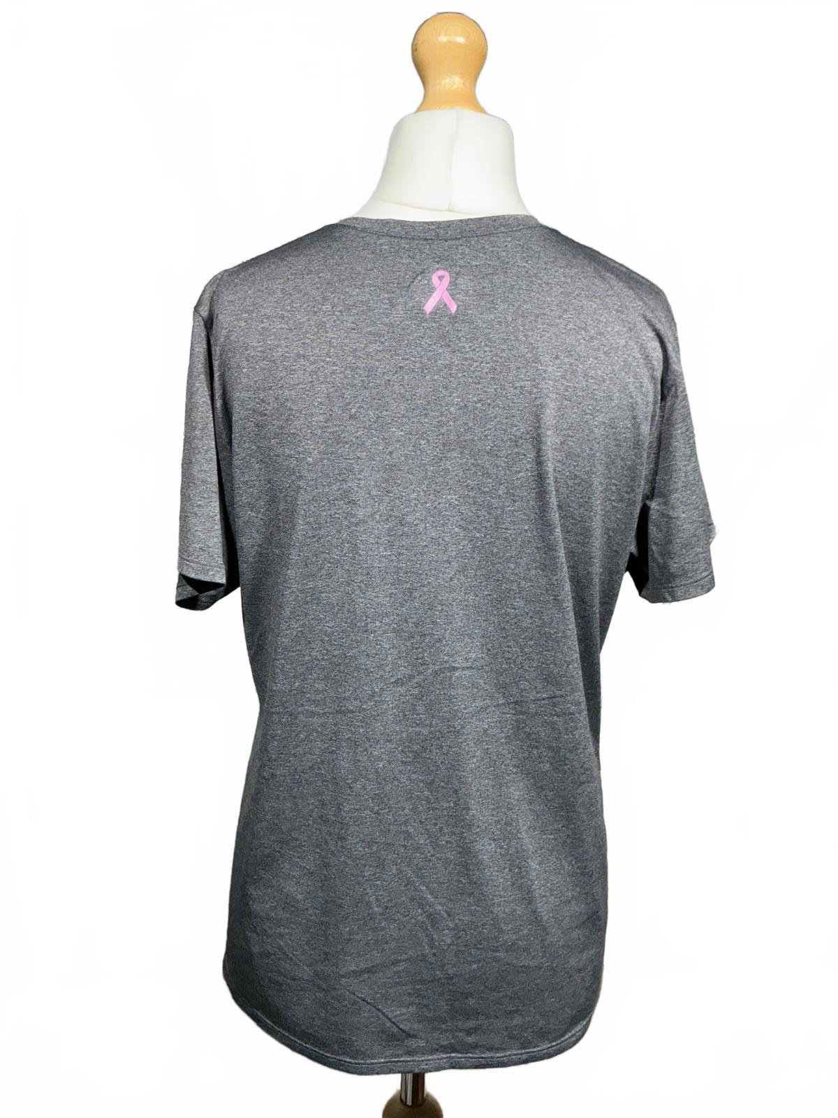 Grey Short Sleeve T-Shirt with Pink 'Go Fight Cure' Print