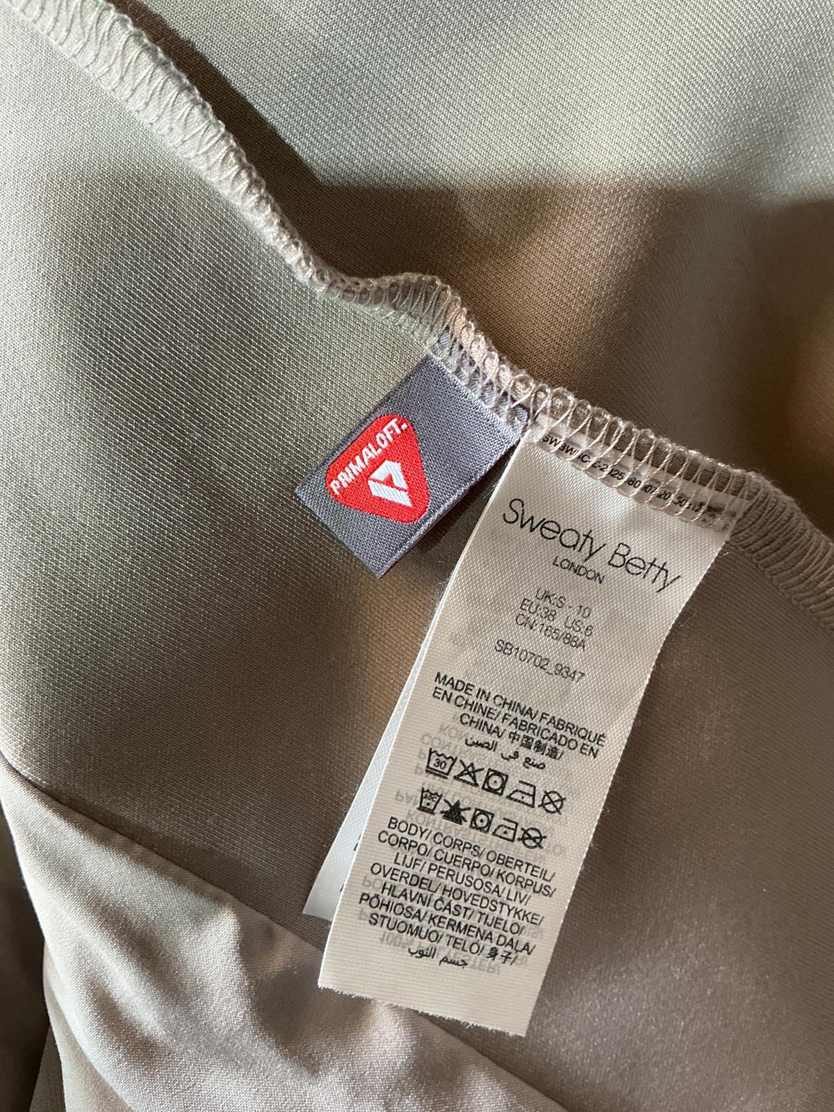 Sweaty Betty Primaloft Women's Beige Hooded Jacket Size Small Activewear