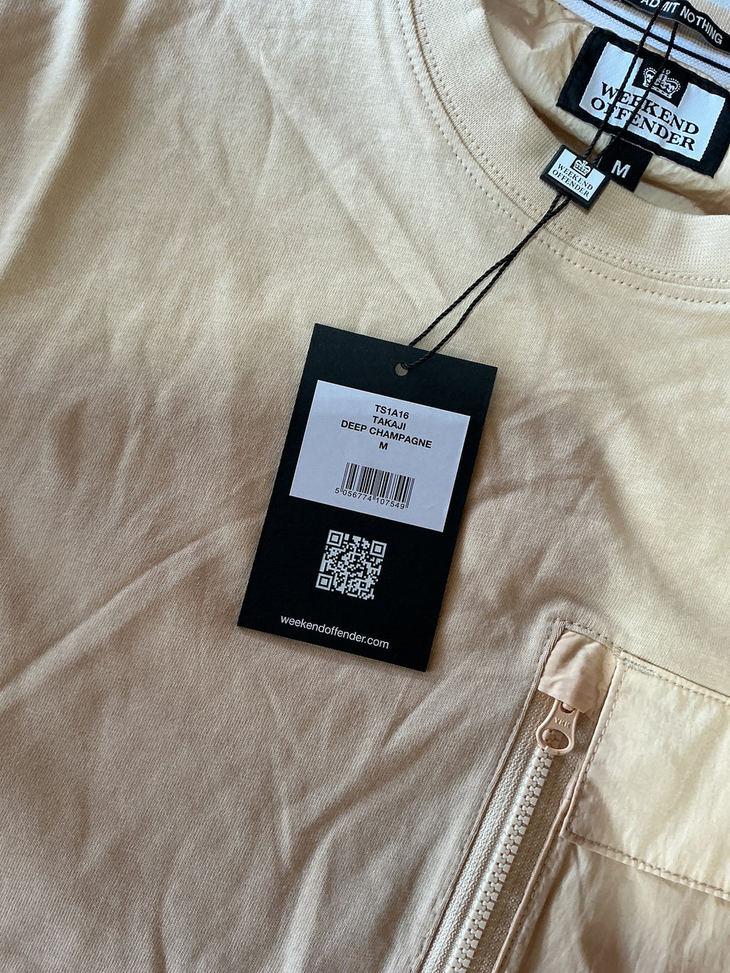 Weekend Offender Takaji Deep Champagne T-Shirt with Chest Pocket Size Regular M