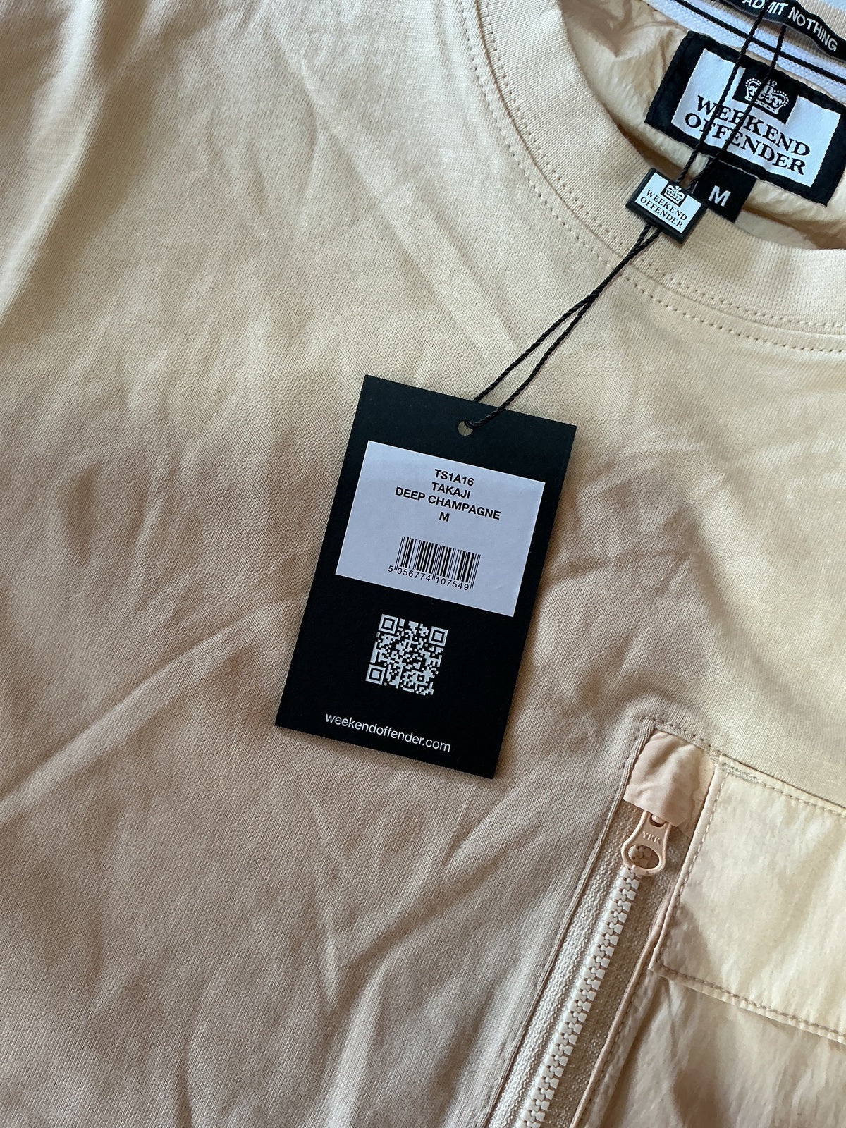 Weekend Offender Takaji Deep Champagne T-Shirt with Chest Pocket Size Regular M