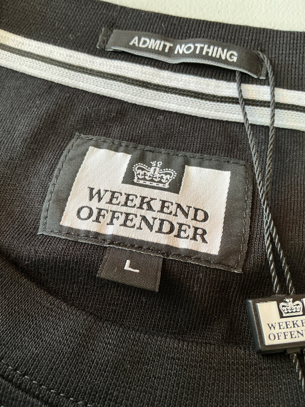 The Weekend Offender Black T-Shirt Size Large Graphic Logo Printed Cotton