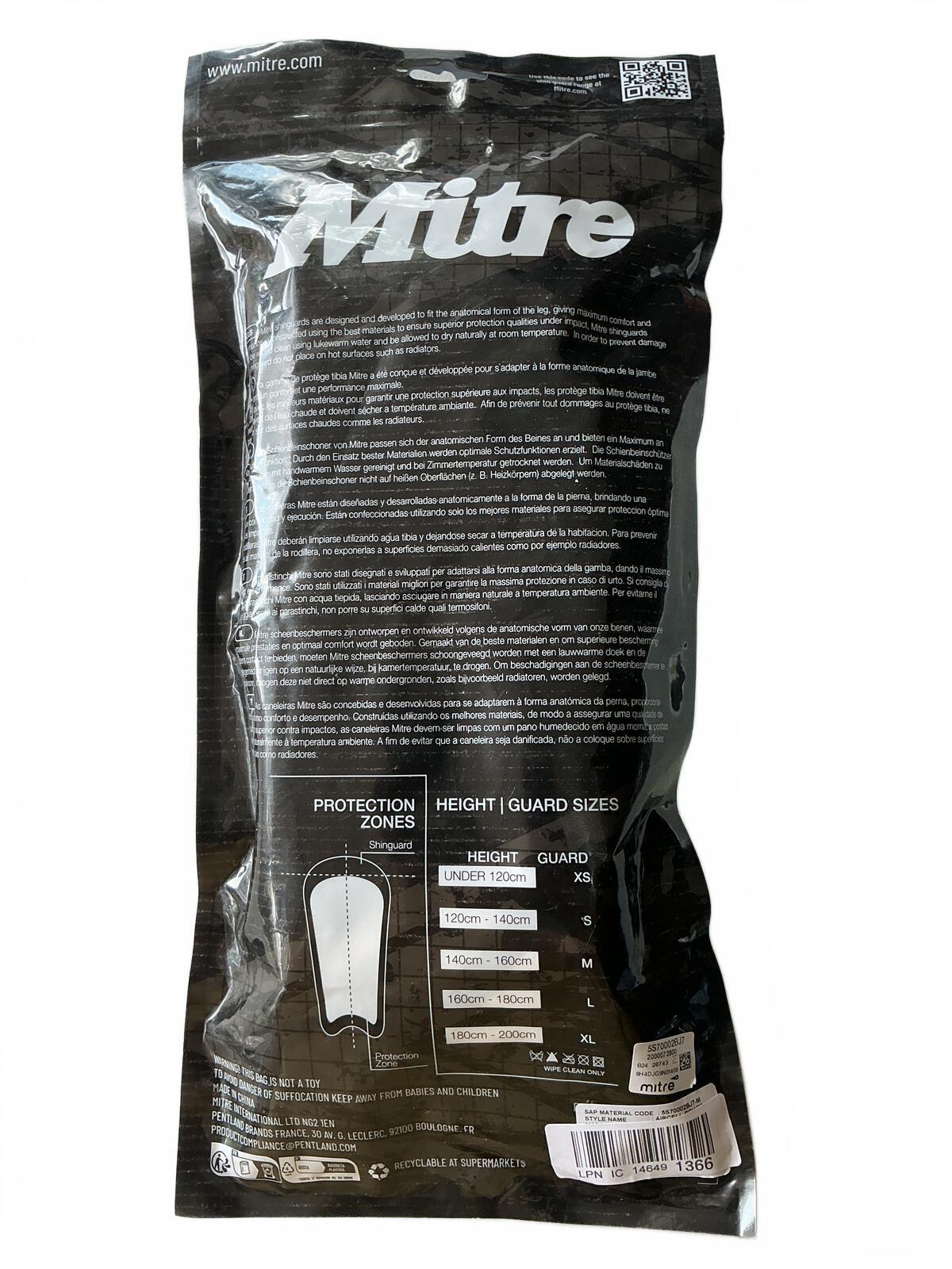 Mitre Shin Guards Medium Size Protective Sports Gear for Football Soccer