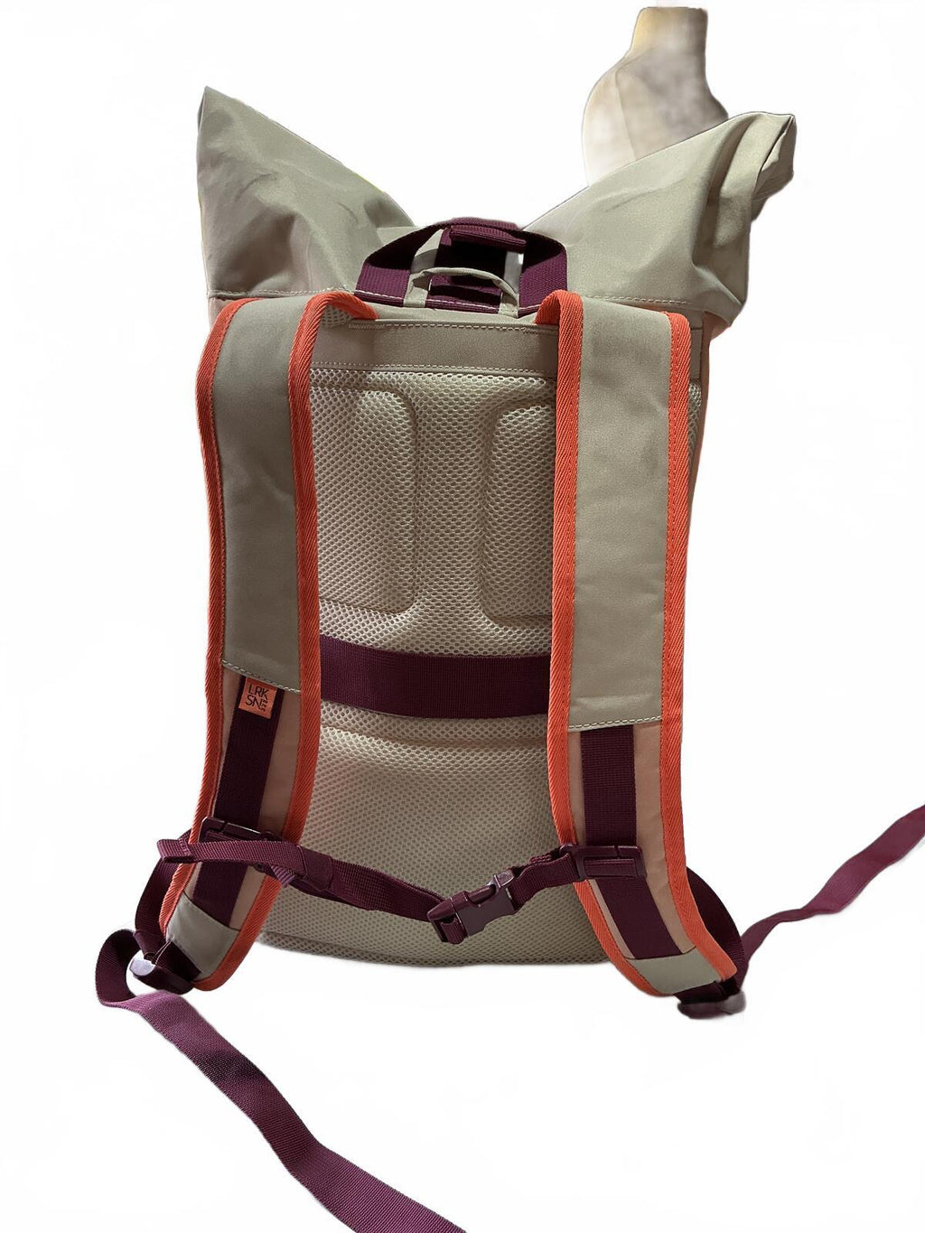 Larkson Bag No 4 20L Roll Top Backpack Beige Rose Adjustable Straps