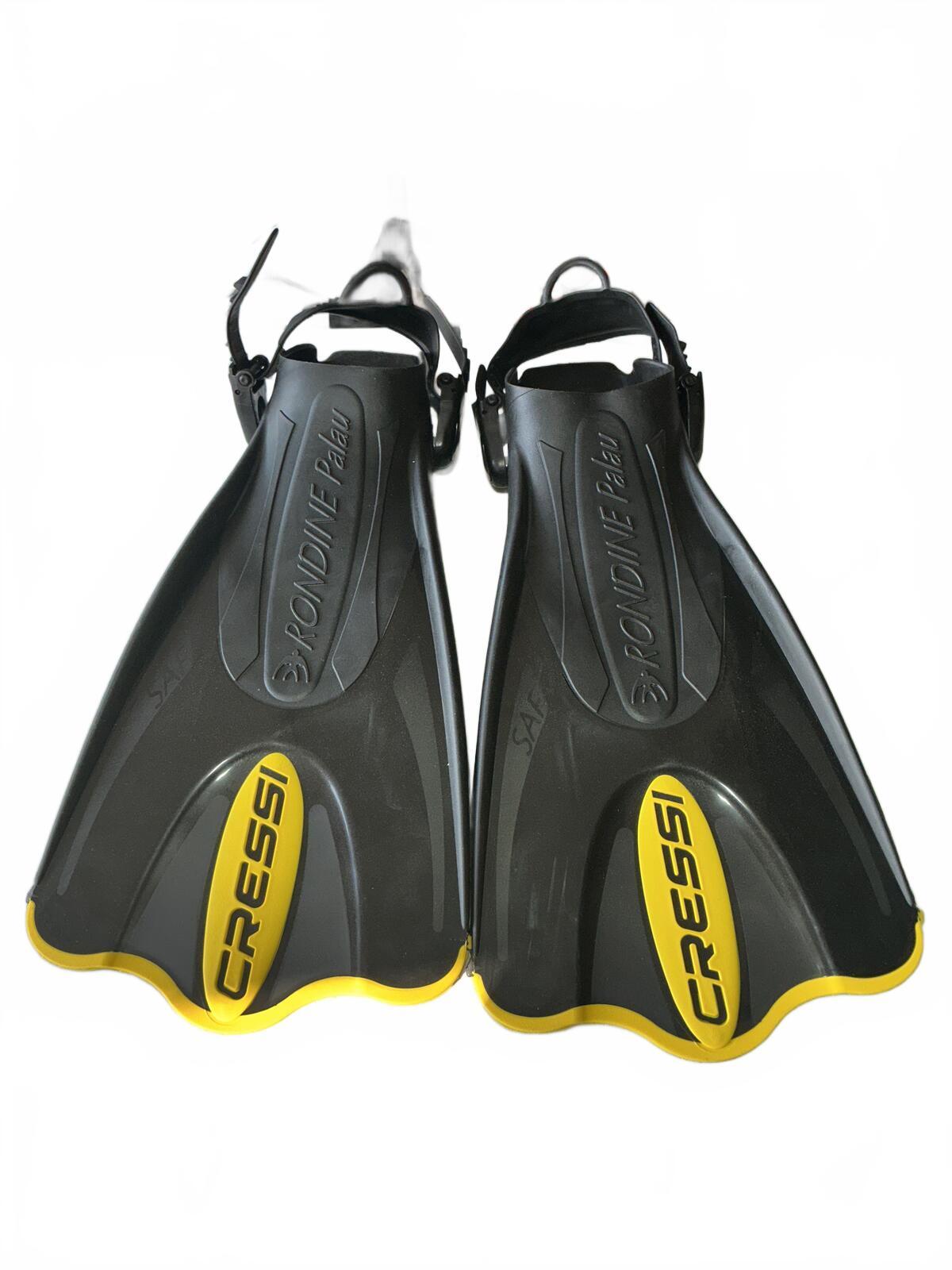 Cressi Rondine Palau Adjustable Swim Fins Flippers Size M-L Black Yellow Uk7-10