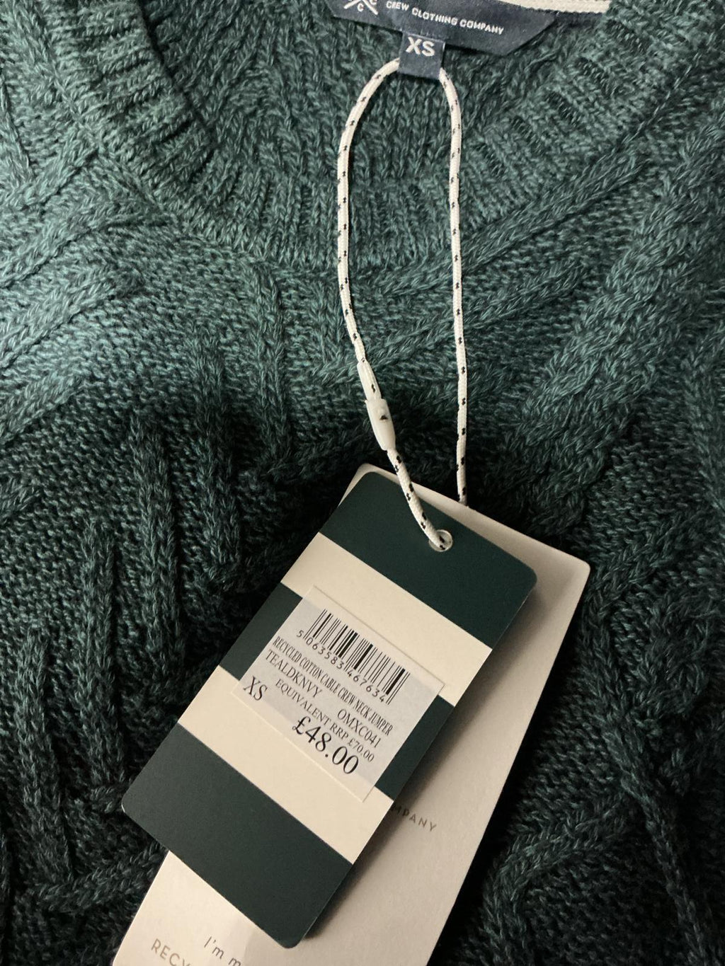 Men's Dark Green Cable Knit Crew Neck Sweater Crew Company