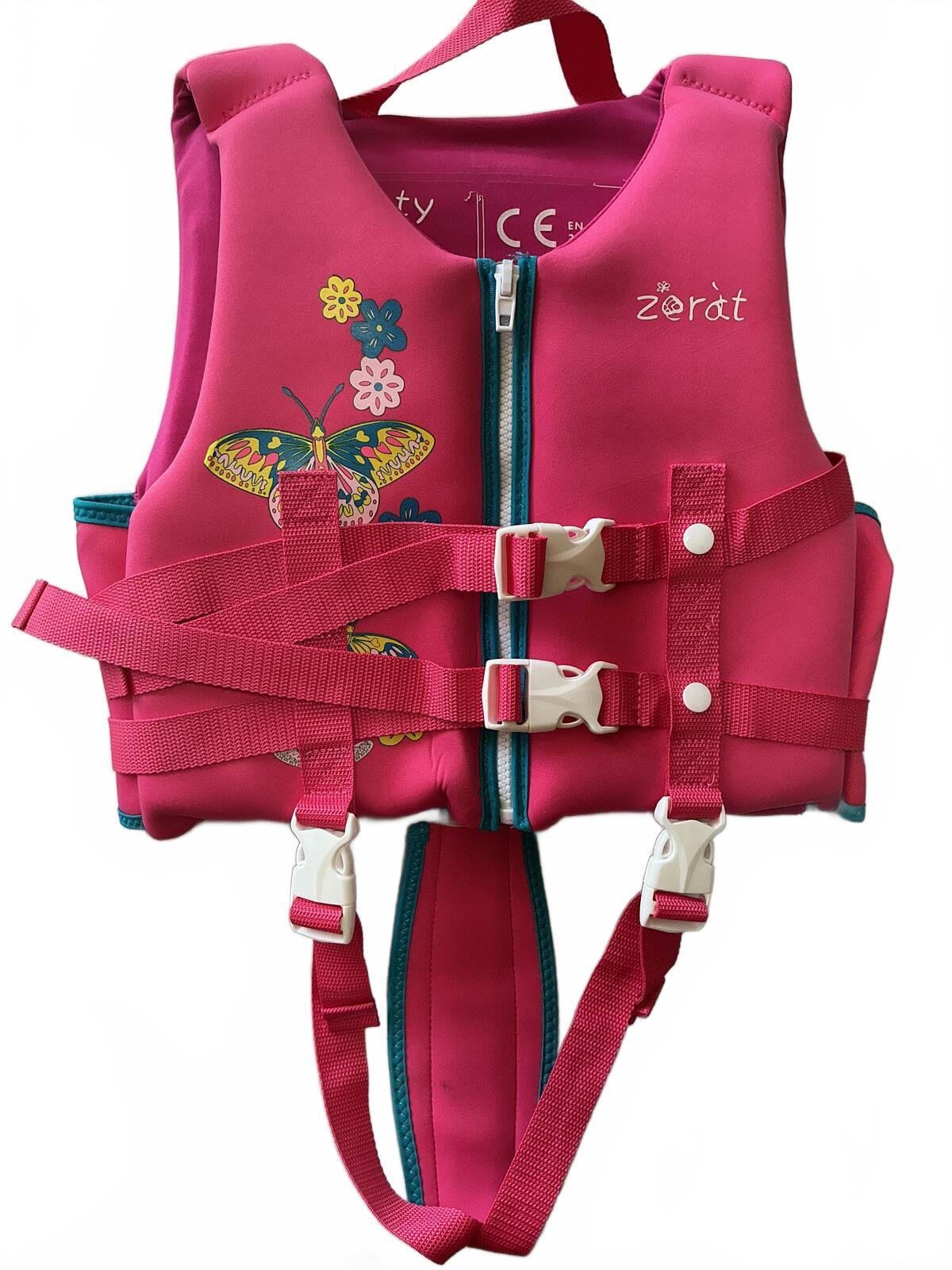 Zeraty Pink Child Swim Safety Vest with Butterfly Design Size 22-50lbs