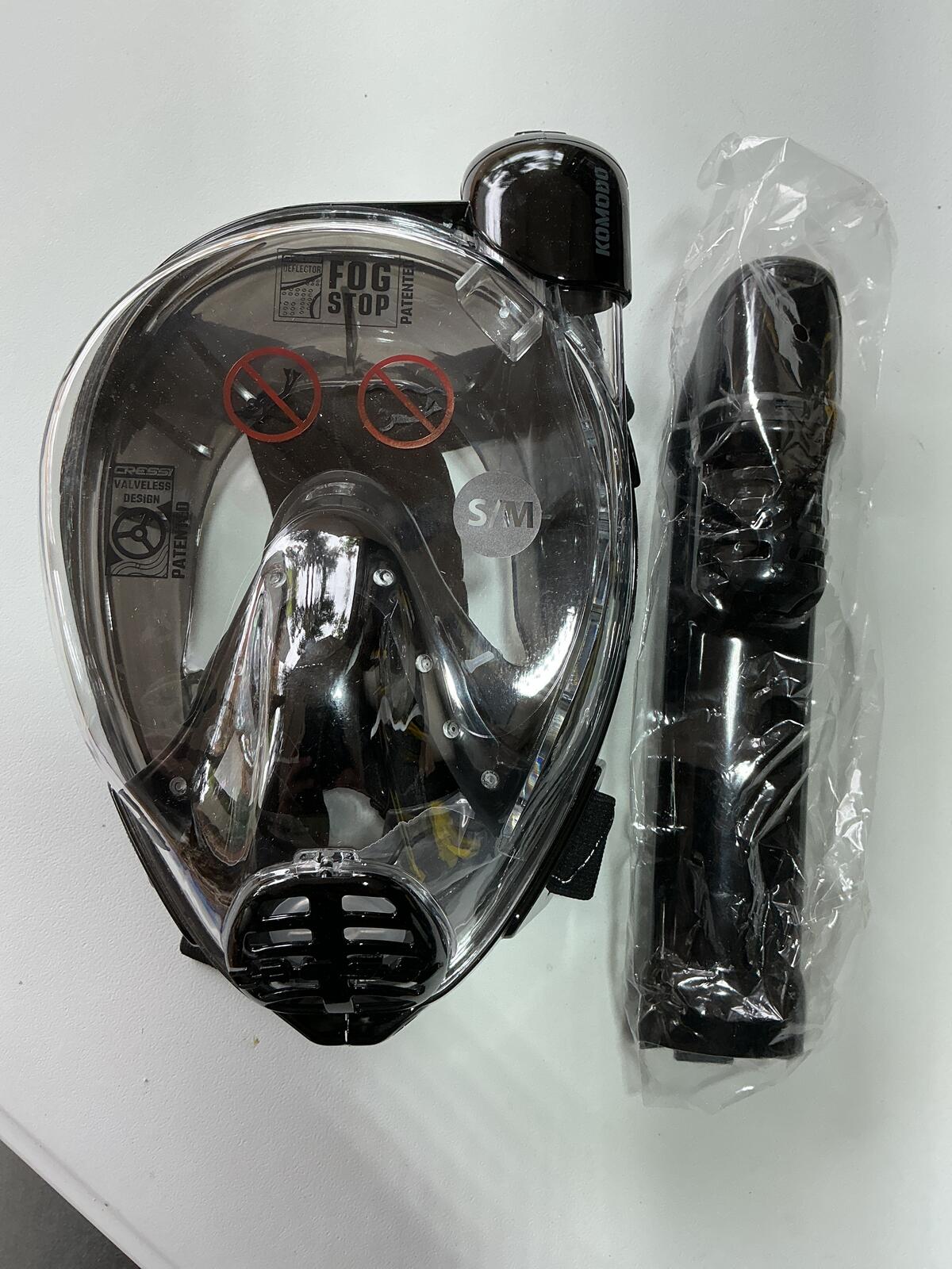 Cressi Komodo Adult Dry Full Face Mask S/M Size Snorkelling Mask Black