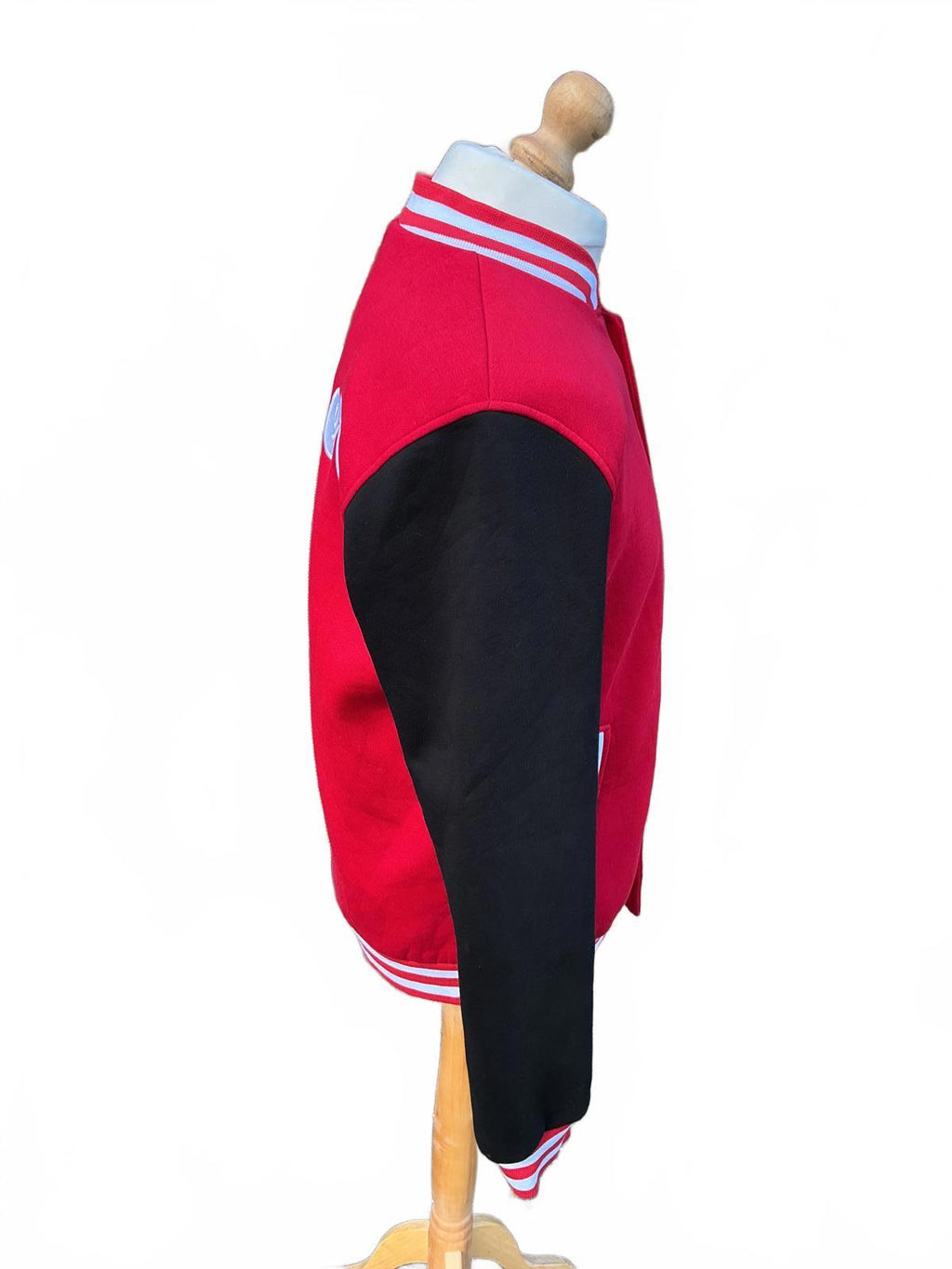 Optibet Red and Black Varsity Jacket with Player Back Embroidery, Size Xl