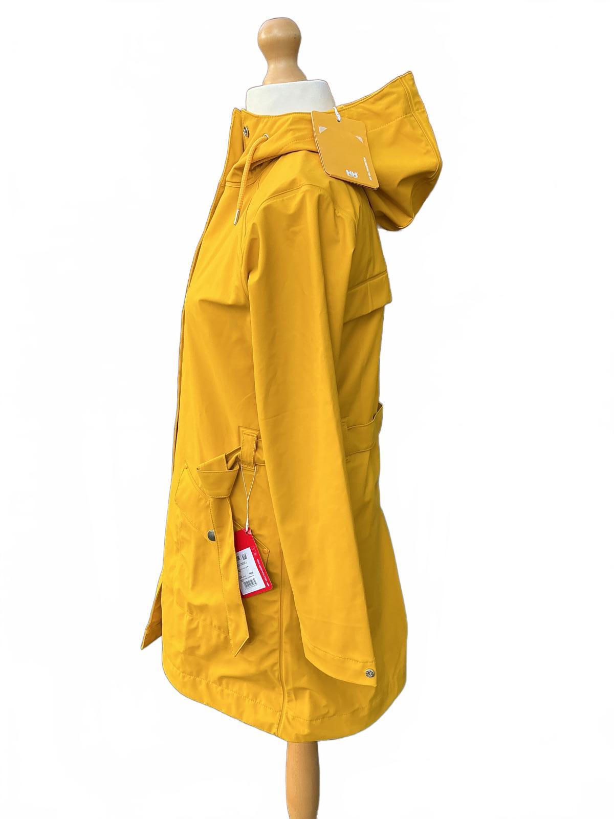 Helly Hansen Mustard Yellow Waterproof Hooded Raincoat Jacket Size Regular M