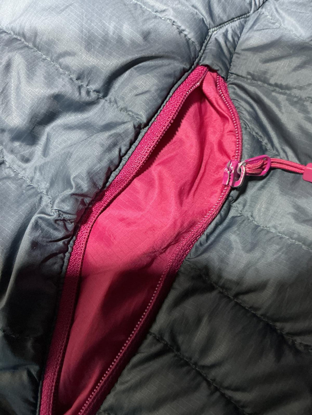 Rab Women's Puffer Grey and Pink Padded Hooded Jacket
