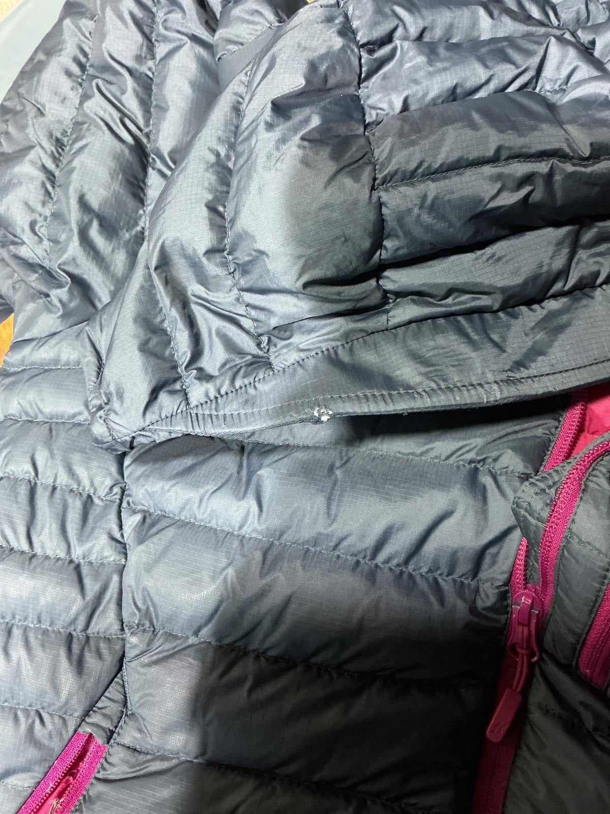 Rab Women's Puffer Grey and Pink Padded Hooded Jacket
