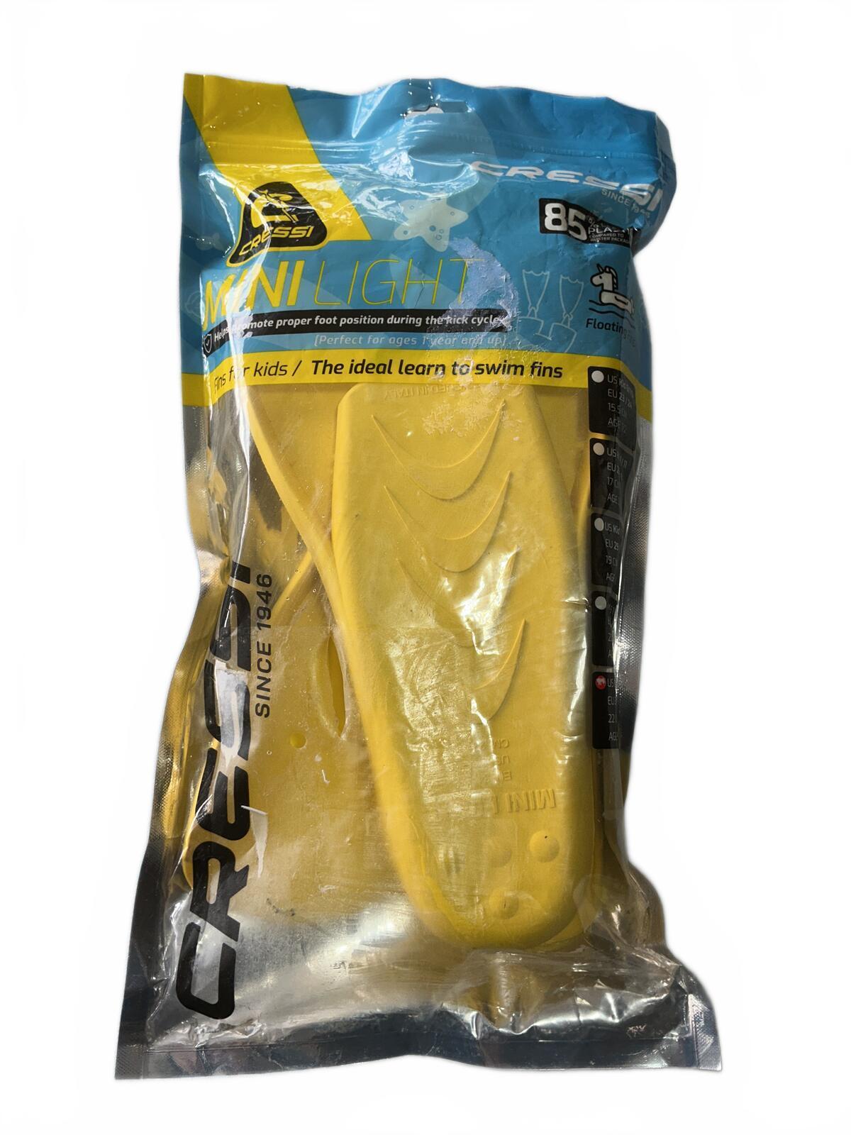 Cressi Mini Light Kids Swim Fins Yellow Size 1-2 Ideal Learn to Swim