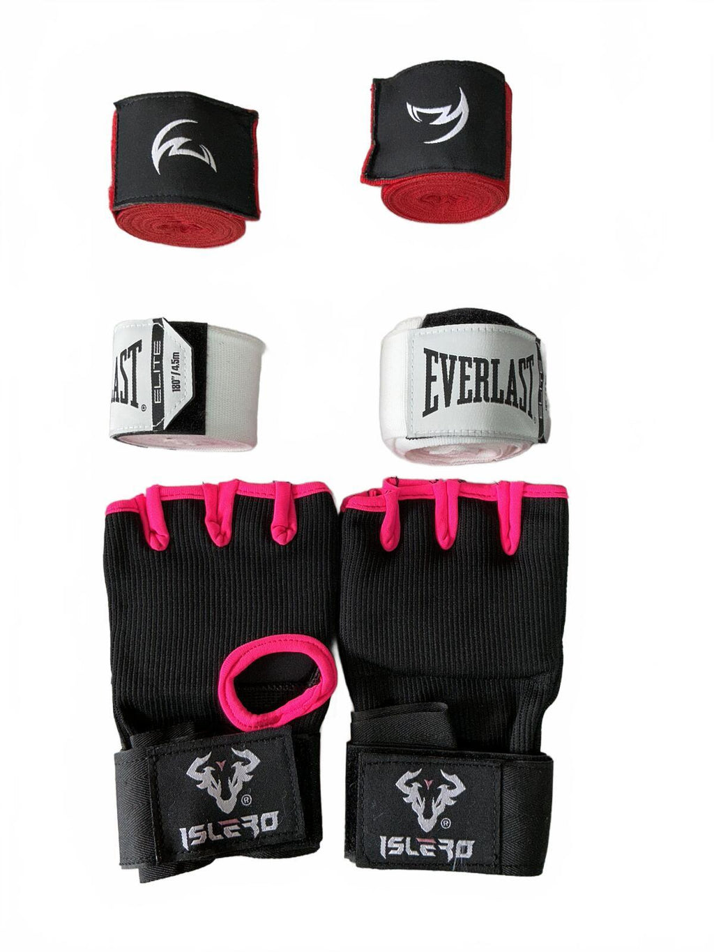Islero+Everlast+Fumetso Boxing Hand Wraps Set Black Pink/White/Black red
