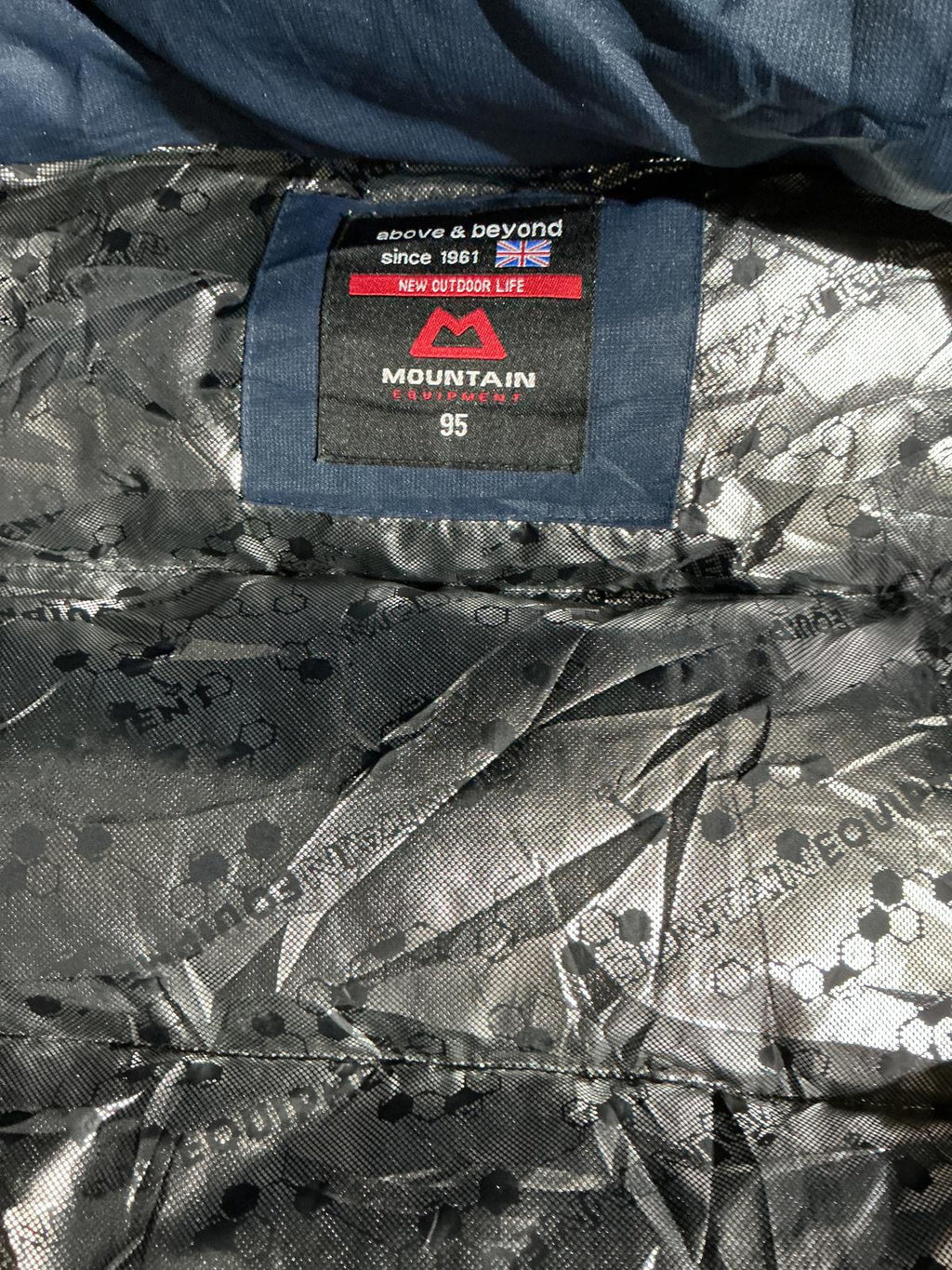 Mountain Equipment Men's Blue and Grey Hooded Puffer Jacket