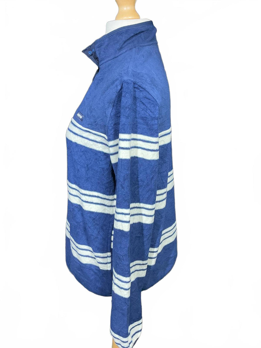 Lands' End Blue and White Striped Women's Fleece Sweatshirt