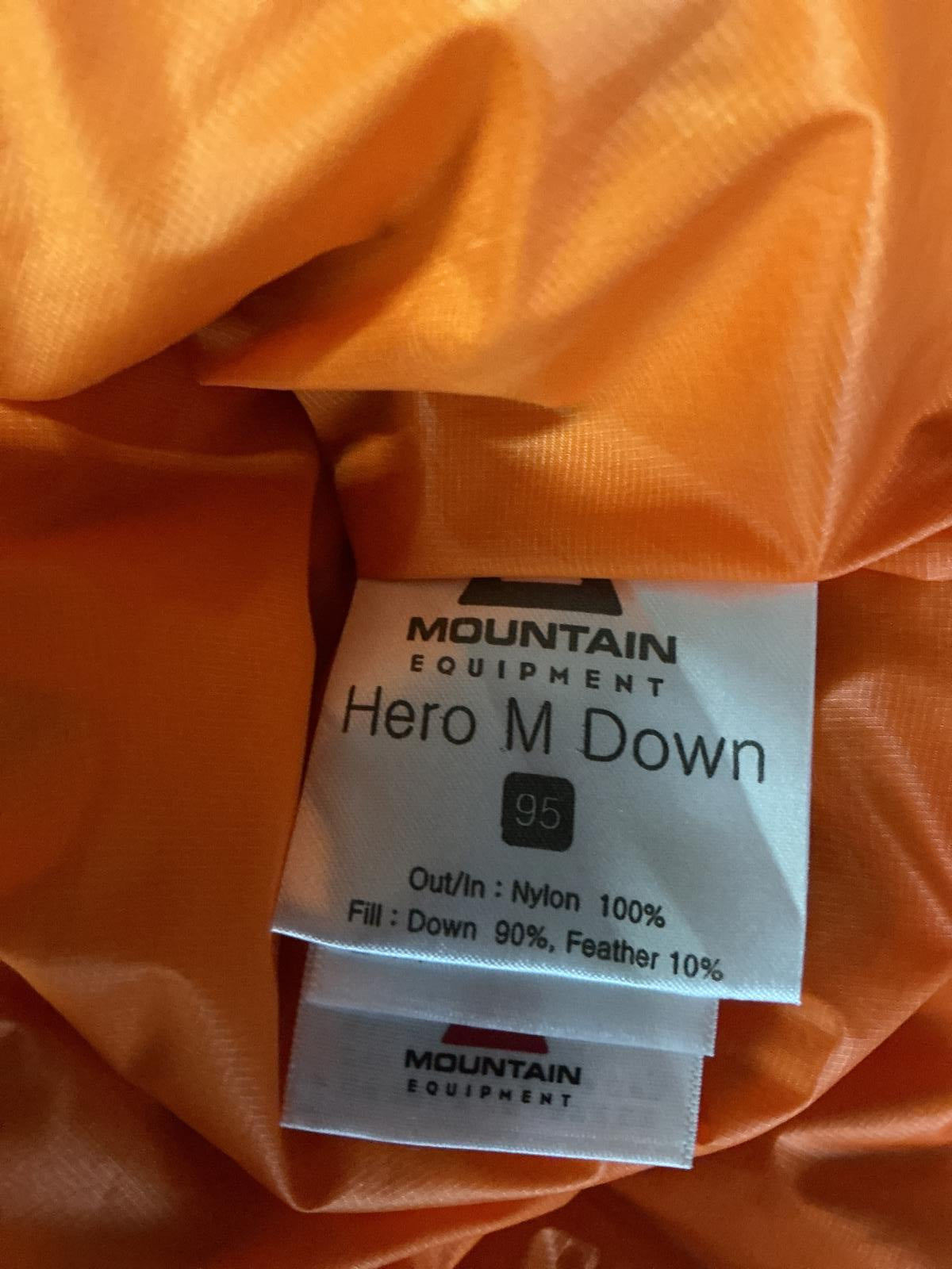 Mountain Equipment Men's Blue Puffer Jacket with Orange Zipper
