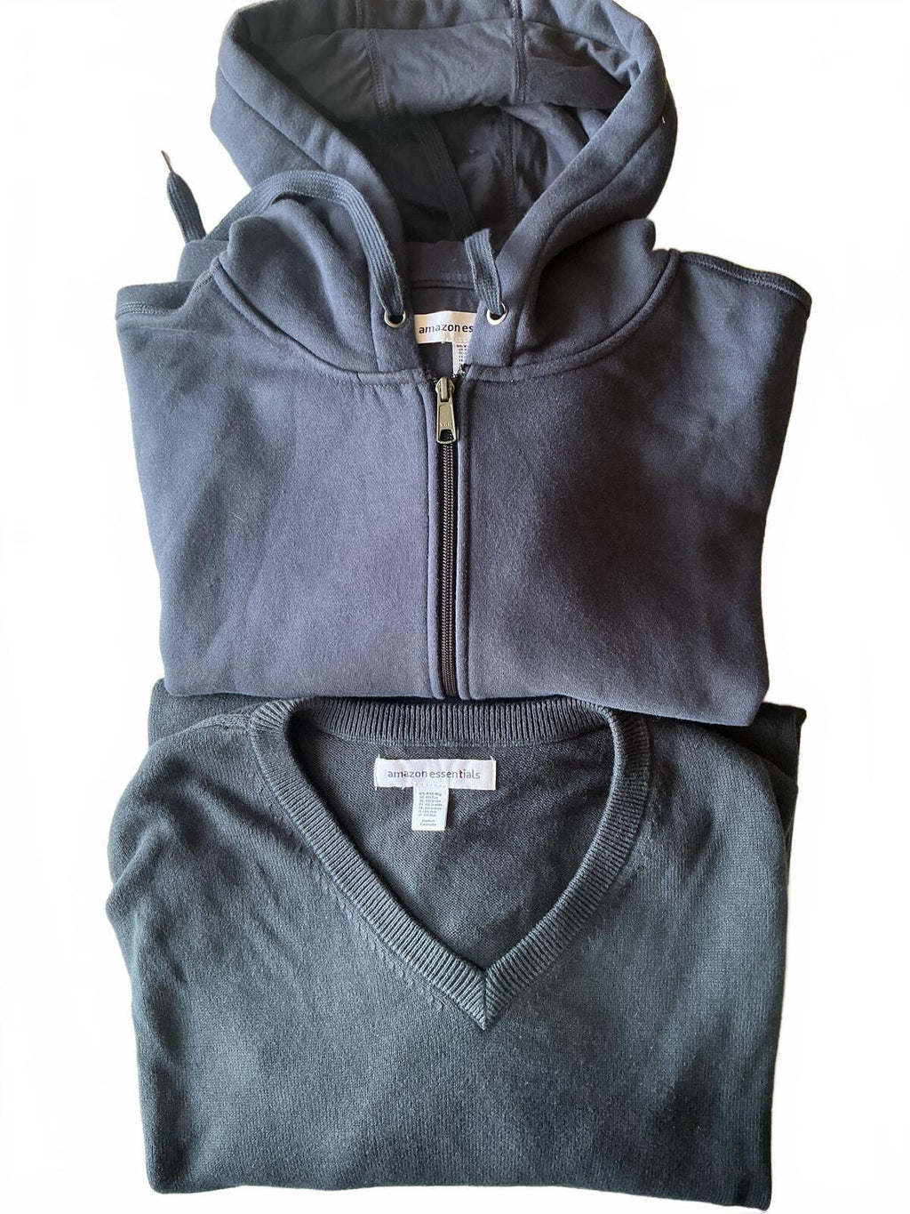 Men's Regular 3Xl Blue Zip Hoodie & 4XL V-Neck Sweater Set Comfortable Casual