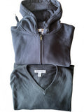 Men's Regular 3Xl Blue Zip Hoodie & 4XL V-Neck Sweater Set Comfortable Casual