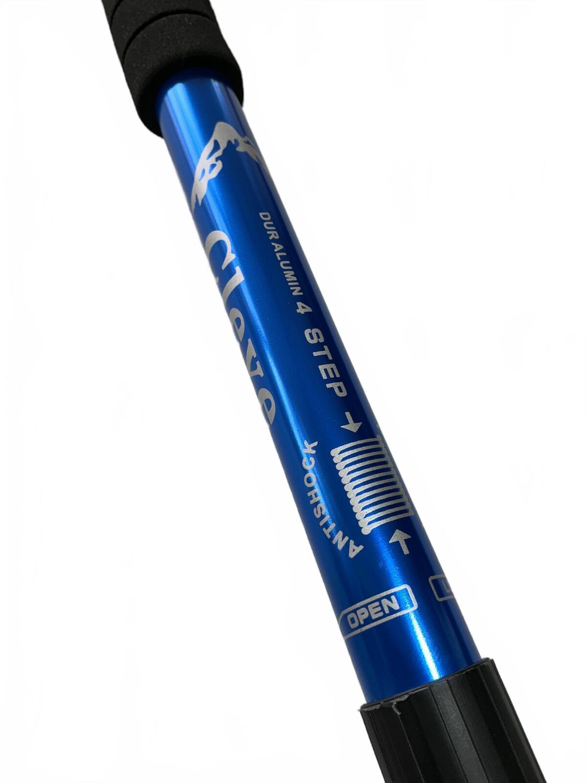 Cleye Blue Aluminium 4 Step Adjustable Telescopic Walking Stick Cane 110cm