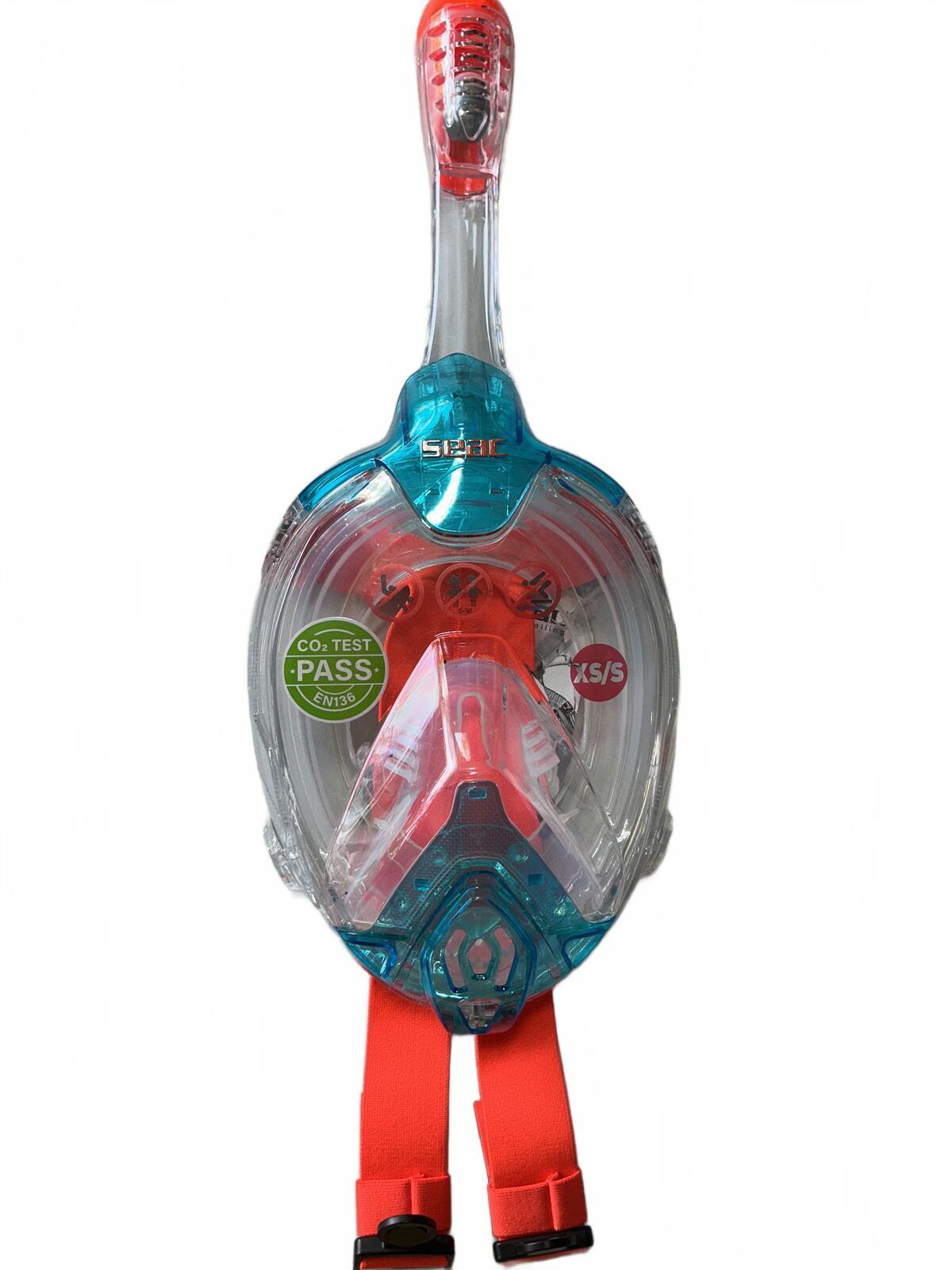 SEAC Libera Full Face Snorkel Mask XS/S Size with Adjustable Orange Straps