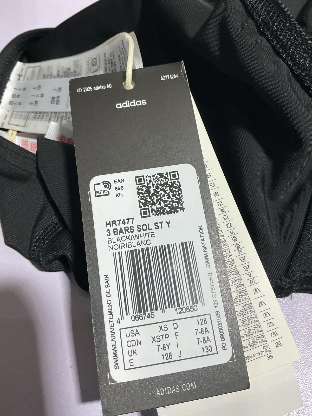 Adidas Black One-Piece Girls Swimsuit age 7-8