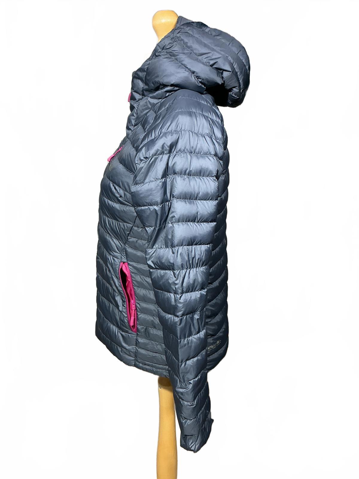 Rab Women's Puffer Grey and Pink Padded Hooded Jacket