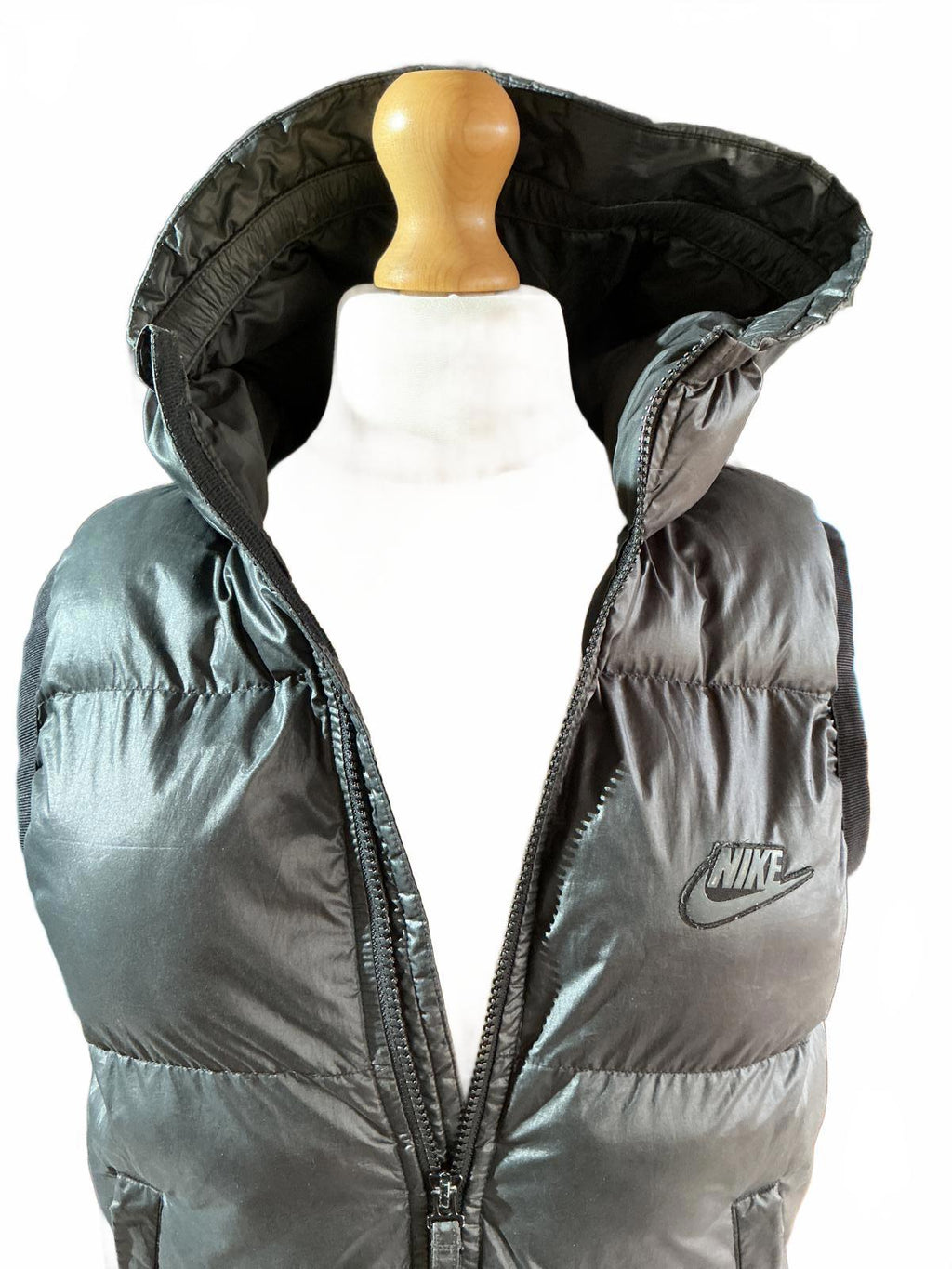Nike Black Hooded Puffer Gilet Vest Size Regular M