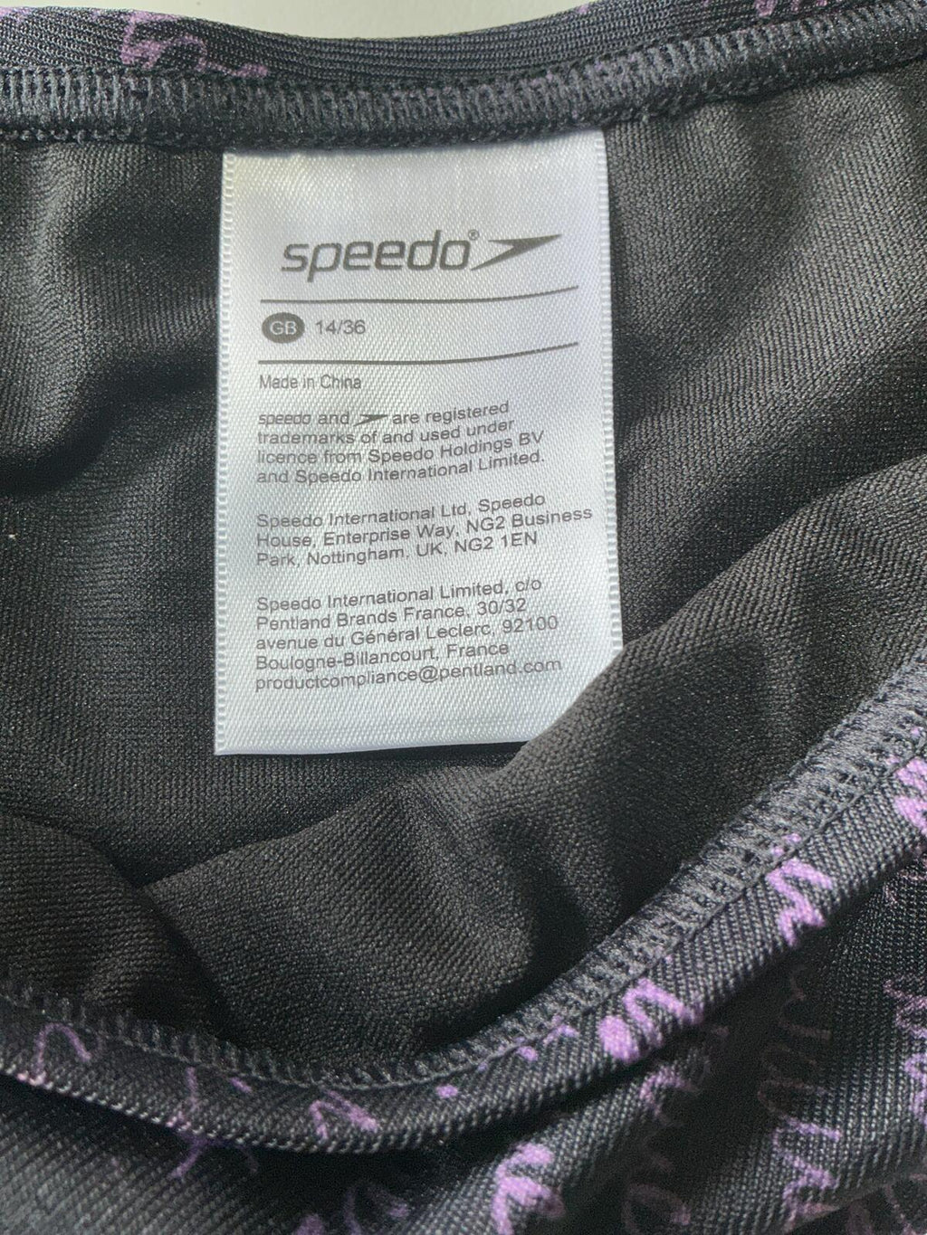 Speedo x Jasmine Sehra Black and Purple One-Piece Swimsuit Size Regular 14