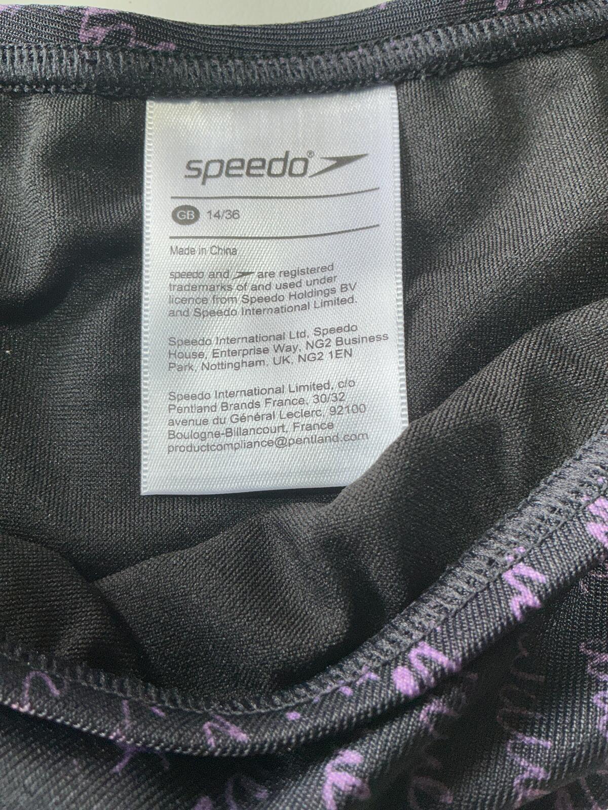 Speedo x Jasmine Sehra Black and Purple One-Piece Swimsuit Size Regular 14
