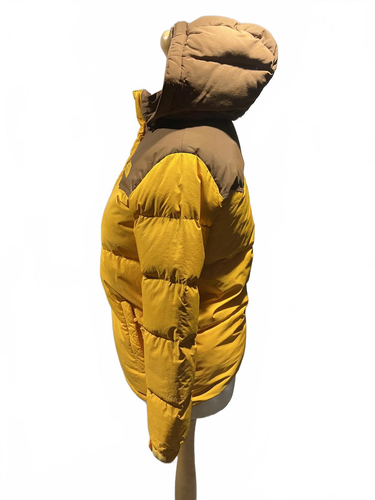 The North Face ladies Yellow and Brown Puffer Jacket with Hood