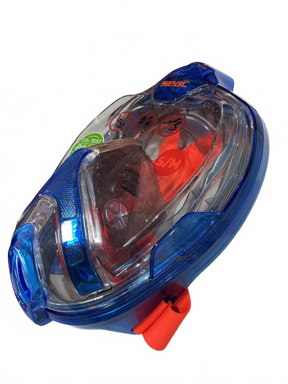 *NEW* Seac Unica Magica Full Face Snorkel Mask S/M Blue Orange Clear Dive Gear