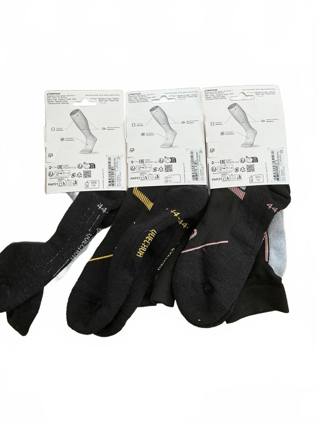 Three pairs Decathlon 9.5-11 Ski Socks Control 500 Size 9.5-11