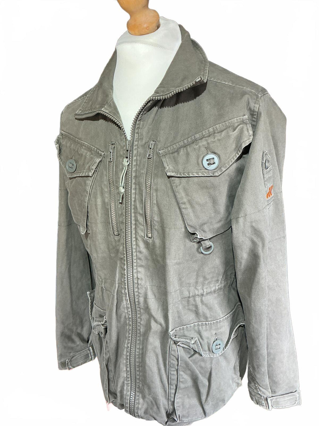 Vintage Boxfresh Men's Utility Jacket Size Medium Green Military Style Casual