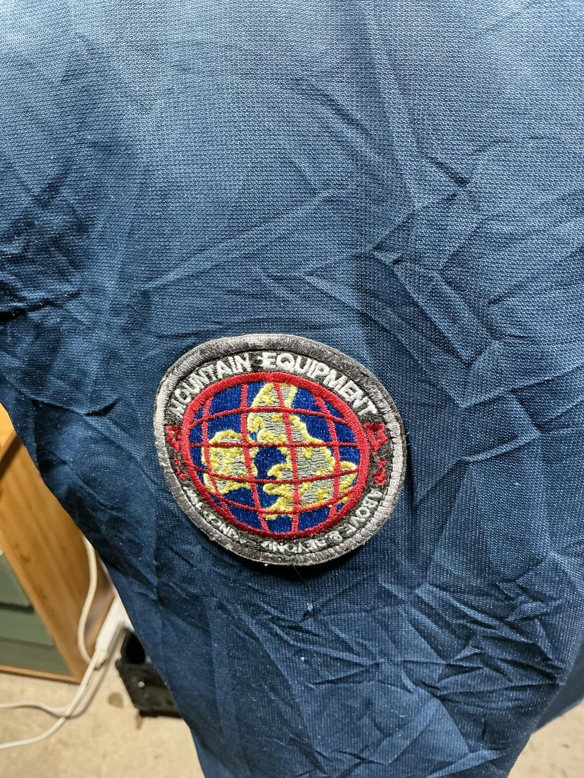 Mountain Equipment Men's Blue and Grey Hooded Puffer Jacket
