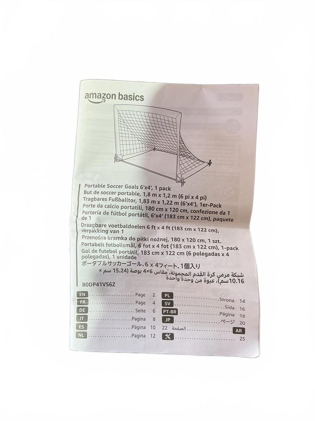 Amazon Basics Portable Soccer Goal 6'x4' 1-Pack Size 183 cm x 122 cm