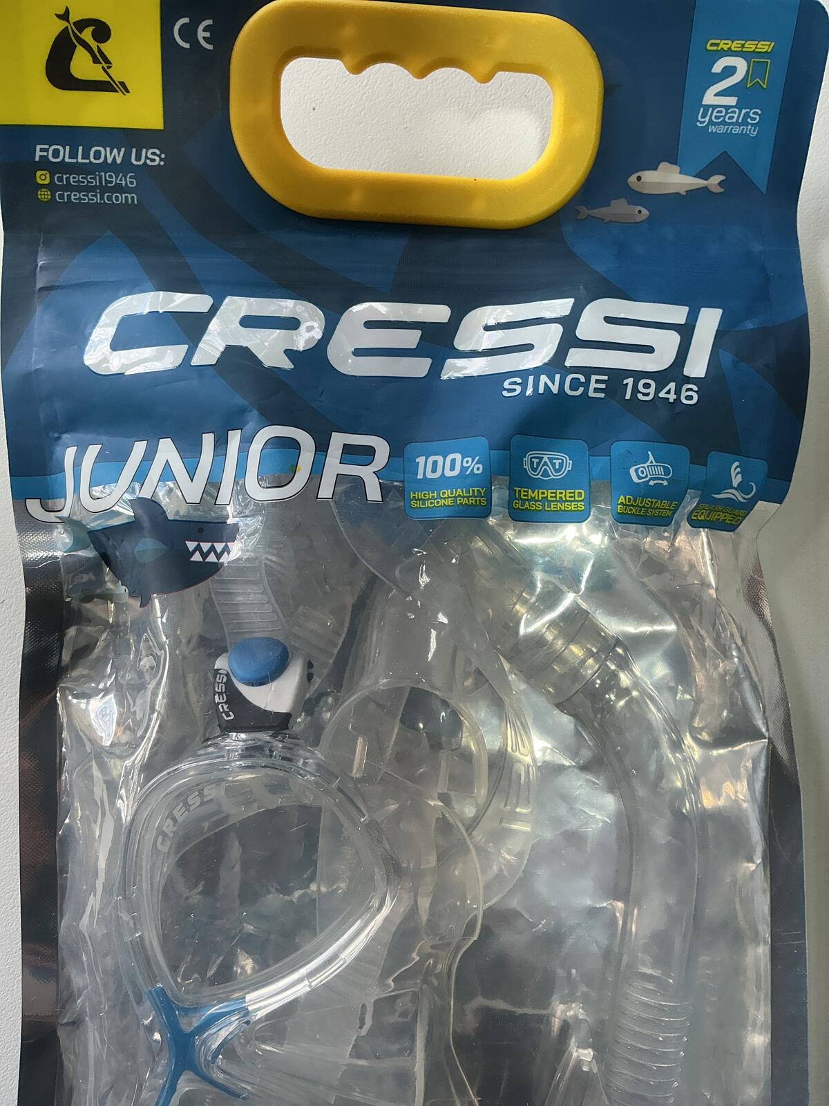 Cressi Junior Size Snorkeling Combo Set Clear Blue Mask and Snorkel