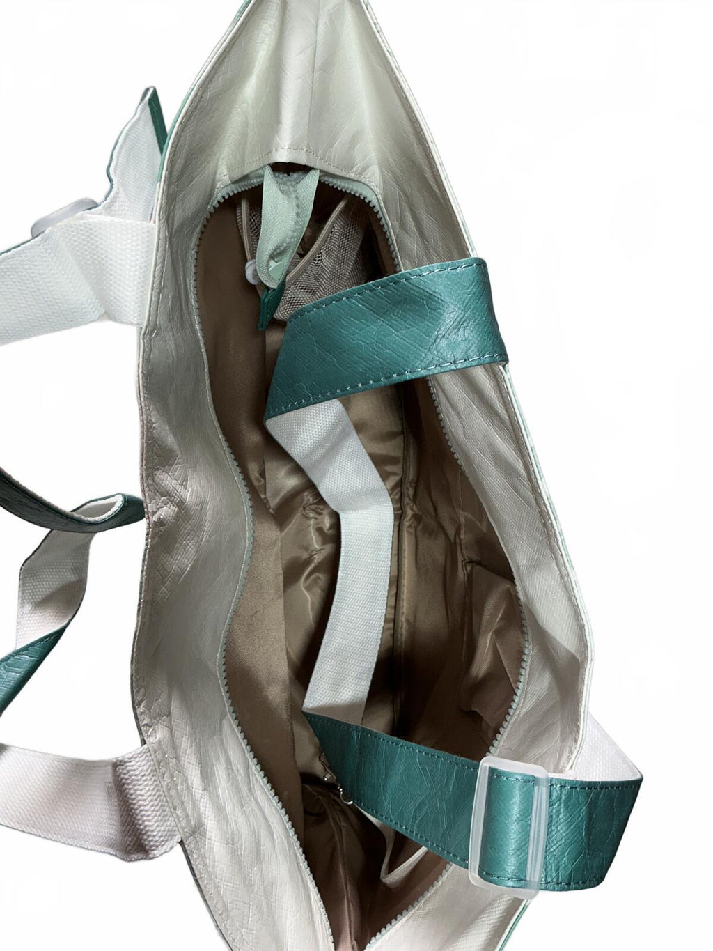 Large Tropical Leaf Print Tote Bag, White/Green, Shoulder Straps