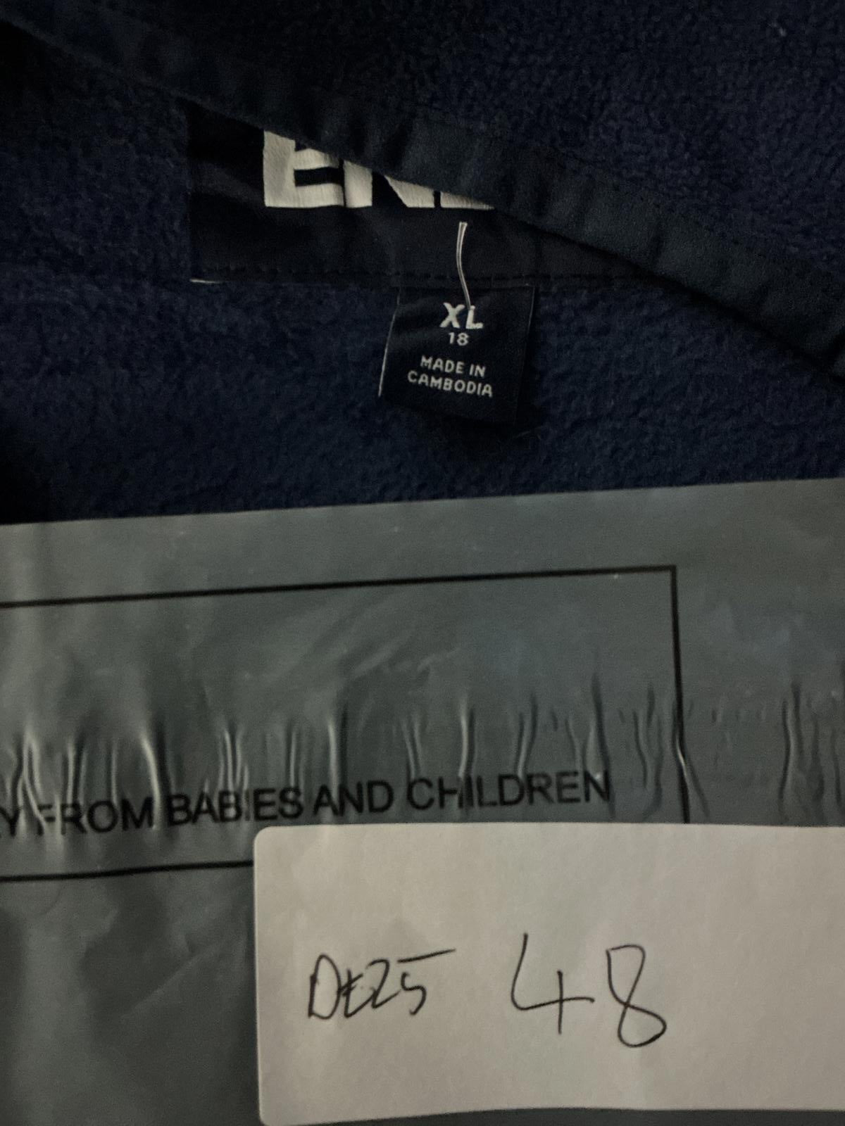 Lands' End Ladies Blue Fleece Jacket with White Stripes