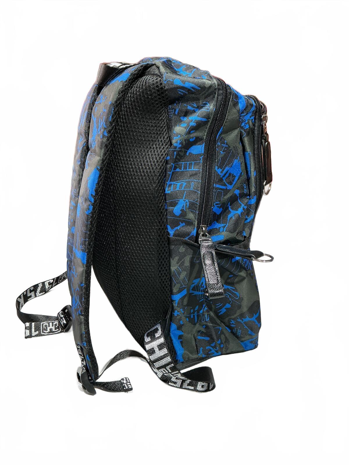 3 Piece Graphic Backpack Pencil Case and Crossbody Bag Set One Size Black Blue
