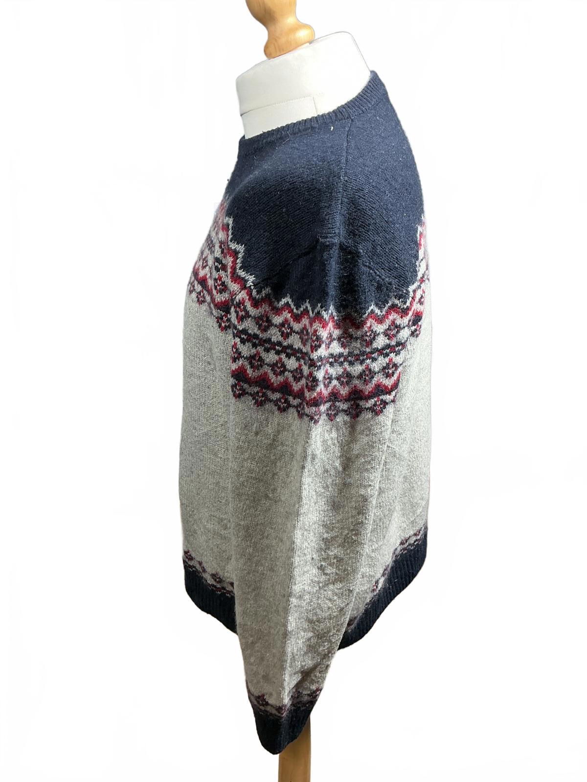 Vintage Men's Nordic Pattern Wool Sweater