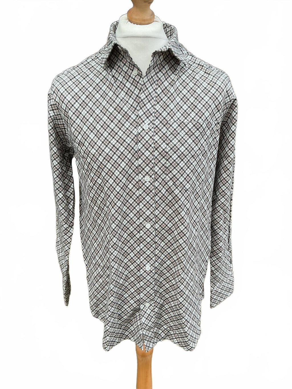 Men's Small Wood Wood Long Sleeve Checked Shirt Casual Comfortable Fit