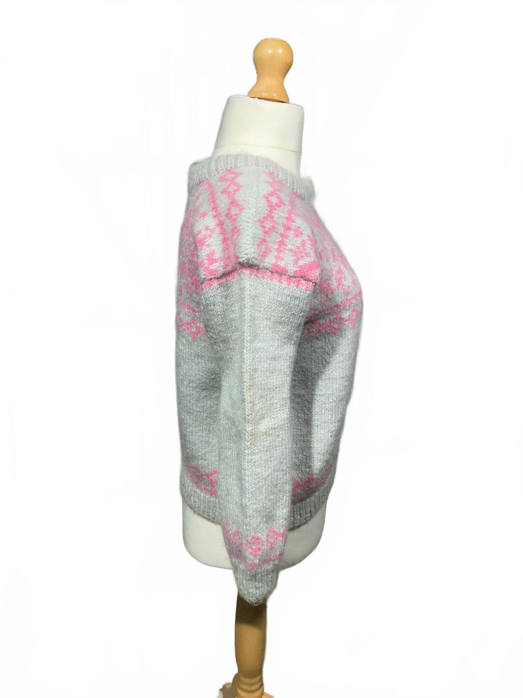 Grey and Pink Patterned Women's Sweater