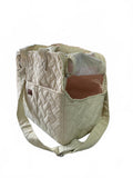 Pengpai Cream Quilted Pet Carrier Bag with Shoulder Strap Size Medium