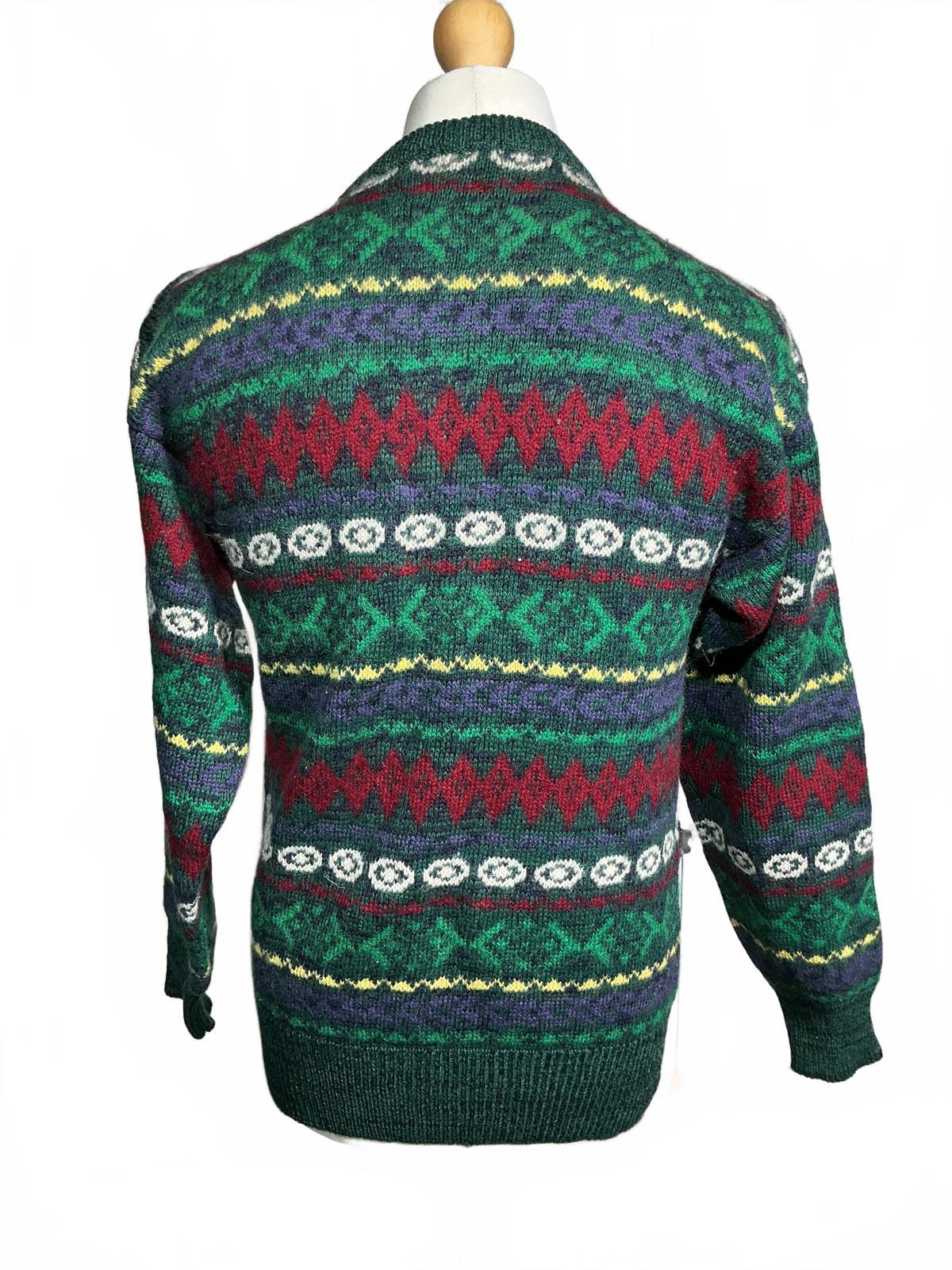 Mens Patterned 100% Lambswool Sweater medium