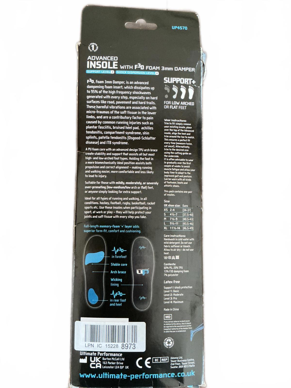 Ultimate Performance Advanced Insole with F3D Foam Damper Support+ Size UK 6-7